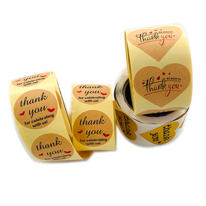 Etichette adesive in rotolo <span class=keywords><strong>di</strong></span> carta personalizzate Skyline Round Kraft <span class=keywords><strong>grazie</strong></span> adesivi per affari - Product Image 1