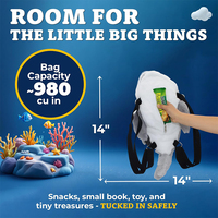 Nouveau Sac à Dos en Peluche Créatif V448 Motif Dauphin Marin avec Sangle Réglable, Sac de Voyage Mignon en Peluche pour Enfants, Adolescents, Garçons et Filles
