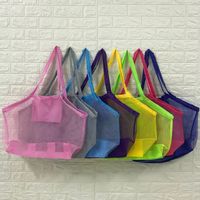 Sac de rangement de voyage pliable multi-couleurs, grande capacité, en maille anti-sable, pour jouets d'enfants, outils de jeu de sable et articles divers