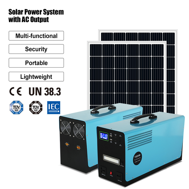 High Quality 500w 1000w 1500w Emergency Home Portable Power Station With Solar Panel Outdoor Camping Solar Energy System