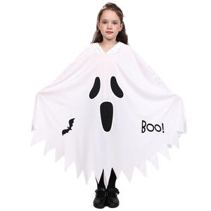 Glow in the Dark Ghost Skull <b>Cape</b> Halloween Costume <b>White</b> Face Cloak for Party Performance Stage Show - Product Image 4