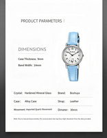 Montre tendance pour femme avec boîtier en alliage écologique, bracelet en cuir, cadran à aiguilles et mouvement à quartz