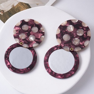 Wholesale Custom Fashion Jewelry Portable Makeup <b>Small</b> <b>Mirrors</b> Circular Rotary Cover Style Acetate <b>Mirrors</b> - Product Image 1