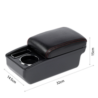 Boîte de rangement multifonctionnelle pour accoudoir de voiture, style avec emplacement pour téléphone et porte-gobelet, organisateur de console centrale avec revêtement en cuir PU