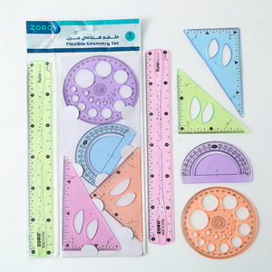 Juego de 5 reglas geométricas flexibles - Kit de herramientas de dibujo matemático plegables para la escuela y la oficina - Product Image 3