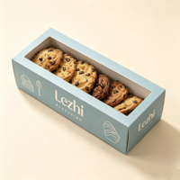 Boîte à macarons personnalisée avec impression de logo, insert pliable, pour biscuits, pâtisseries, beignets, macarons, avec fenêtres transparentes