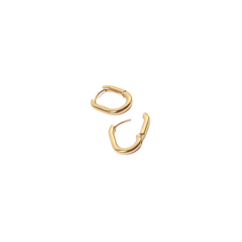 Fashion Jewelry 18K Gold Color Oval Shape Stainless Steel Hoop Earring, Women huggie Earrings Trendy 2022