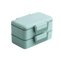 2025 deux doubles couches Simple en plastique noir Portable bureau nourriture boîte à déjeuner ensemble pour hommes adultes travail micro-ondes avec couverts