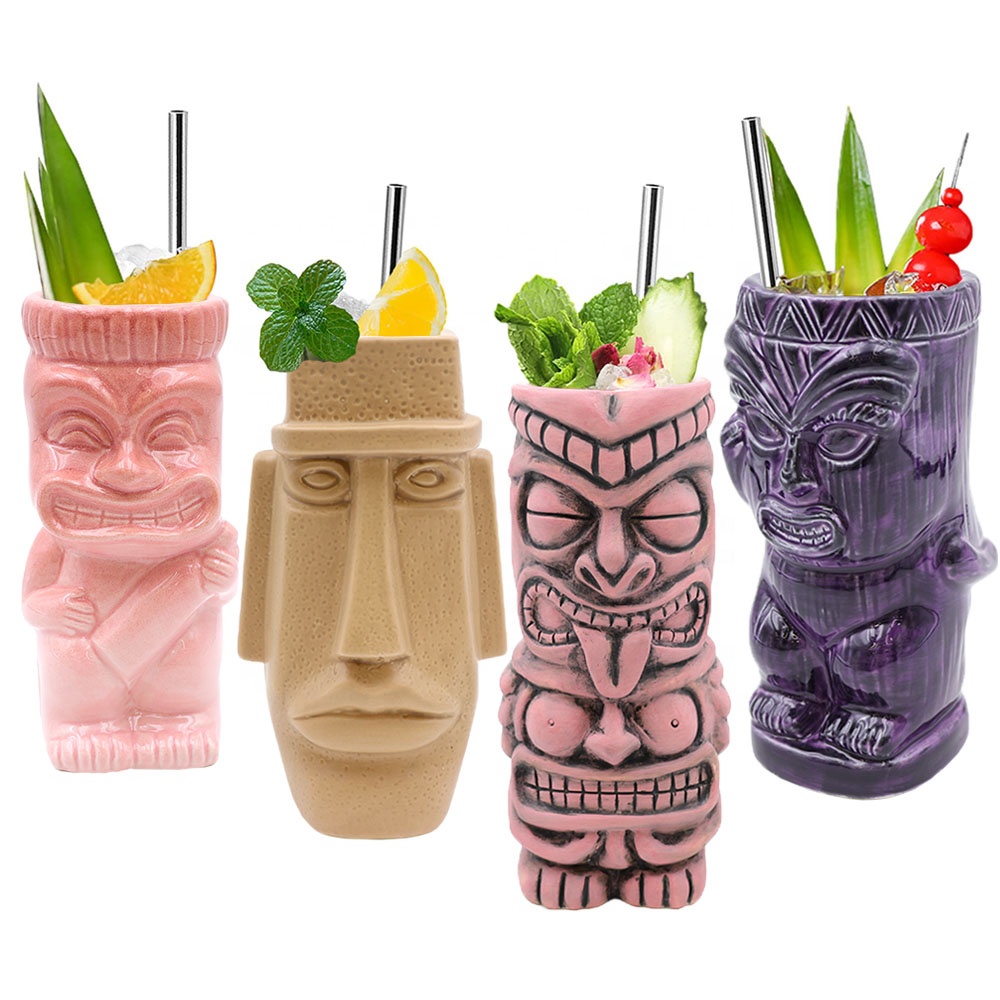 Tiki Bar Party Glasses SuproBarware Tiki Mugs Set Of 2 | 15 Oz