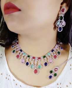 Collar de tendencia con pendientes de gota AD, conjunto de joyería, colección de joyas 2025, hecho a mano producto a granel, joyería India para mujeres - Product Image 6