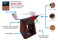 Barbecue d'extérieur en acier Corten avec foyer et fumoir