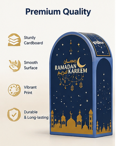 Luxury Blue 12 Days Ramadan Advent <b>Calendar</b> Box with Gold Foil Arched Top Rigid Cardboard Jewelry Gift Box for Eid Mubarak - Product Image 5