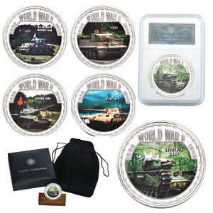 Оптовая коллекция металлических монет-сувениров «Танк Шерман» с изображением Черчилля, посвященных мировой войне - Product Image 2
