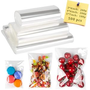 Sacs en cellophane auto-adhésifs, 500 pièces, transparents, 3x4, 4x6, 5x7, refermables, pour l'emballage et le stockage des collations - Product Image 1