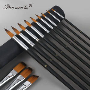 Panwenbo Lot de 9 pinceaux plats en nylon pour artiste professionnel, ensemble de pinceaux pour <span class=keywords><strong>peinture</strong></span> acrylique et aquarelle - Product Image 5