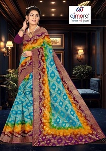 Sari en coton imprimé Ajmera Fashion, élégant, pour un usage quotidien, traditionnel, ethnique, doux, stylé, séchage rapide, tenue de fête pour femmes - Product Image 4