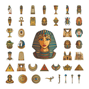 50 Pegatinas de Estatuas de Pirámides Famosas del Antiguo Egipto con Faraones - Product Image 1