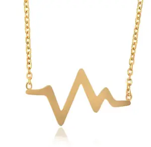 LOORDON STOCK Hochwertiges Edelstahl vergoldetes Herzschlag Anhänger Halskette Geschenk für Freundin