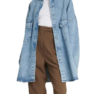 Camicie di <span class=keywords><strong>jeans</strong></span> da <span class=keywords><strong>donna</strong></span> di moda di vendita calda camicie di <span class=keywords><strong>jeans</strong></span> <span class=keywords><strong>oversize</strong></span> magliette di <span class=keywords><strong>jeans</strong></span> a maniche lunghe - Product Image 2