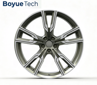 Jantes en alliage forgées monobloc argentées usinées à 5 branches, 16-24 pouces, PCD 5x108 5x112 5x114.3 5x115 5x120 5x130 pour voitures de sport