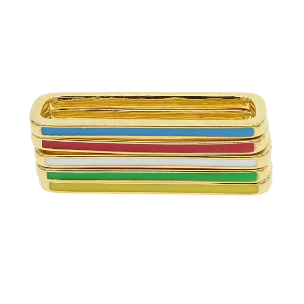 no piercing rectangle cuff earring gold plated pastel colorful enamel band fashion women clip on earring jewelry