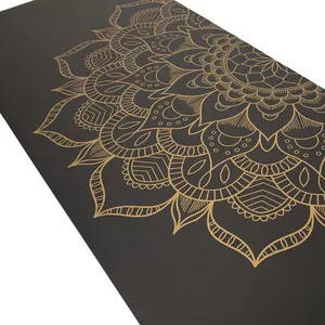 2024 Non Slip Large Eco-friendly EVA Block Durable Polyester Printed Custom Shape Arch Golden Black PU Natural Rubber Yoga Mat