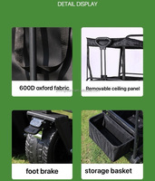 Carro de bebé plegable de cuatro ruedas, dosel extraíble, manillar Reversible, Material Oxford personalizable OEM para mayores de 1 año para acampar