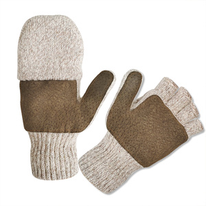 <span class=keywords><strong>Guanti</strong></span> da lavoro lavorati a maglia <span class=keywords><strong>senza</strong></span> <span class=keywords><strong>dita</strong></span> fodera in pelle di cinghiale fodera in Thinsulate guanto in acrilico di <span class=keywords><strong>lana</strong></span> calda termica Beige - Product Image 5