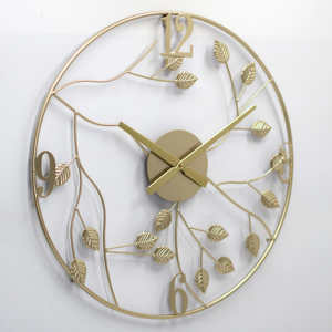 X-Large Golden leaf Metal Decorative <strong>Rusty</strong> Wall <strong>Clock</strong> Silent Decor for Living Room Bedroom Kitchen Patio Decor 24 Inch - Product Image 4