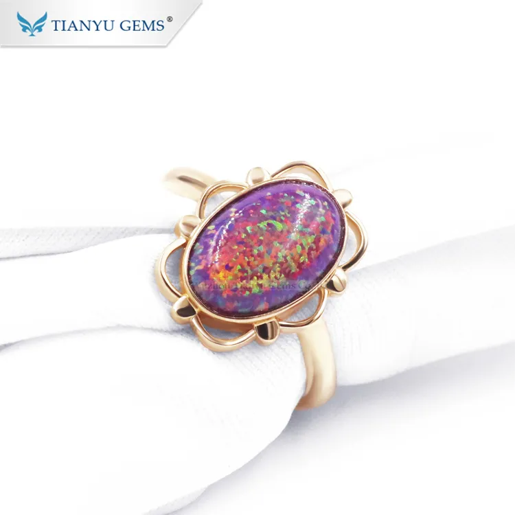 Nhẫn Nữ Đính Đá Opal Chất Liệu Vàng 18K Cổ Điển Tùy Chỉnh Đá Quý Tianyu