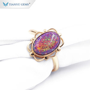 Tianyu Cincin Batu Permata Wanita, Bahan Batu Permata Opal Klasik 18K Emas Kuning - Product Image 1