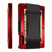 Maßgefertigte Anti-RFID-Blockierende Aluminium-Metall-Herrenbrieftasche Pop-up Schlanker Minimalistischer Kreditkartenhalter mit Geldklammer-Box