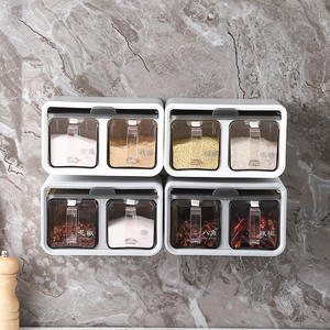 Ensemble de pots à épices Chaozhou, type L, suspendus, anti-humidité, anti-poussière, hermétiques, transparents, avec couvercles en plastique pour assaisonnements solides - Product Image 1