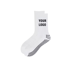 Chaussettes de football mi-mollet personnalisées avec logo, antidérapantes, en coton respirant, pour hommes