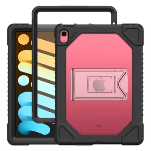 Coque arrière transparente robuste en TPU pour iPad 10.9 10e génération avec protection d'écran intégrée et support de coup de pied, prenant en charge l'impression du Logo