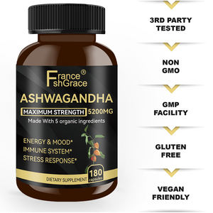 Suplementos de Ashwagandha para Mujeres y Hombres 5200mg Apoyo para el Sueño, el Estado de Ánimo y la Energía Cápsulas de Ashwagandha Extra Fuertes - Product Image 4
