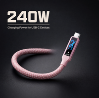 Câble USB C vers USB C 240W avec affichage LED, câble de charge rapide en silicone souple pour ordinateur portable, tablette, téléphone, OEM ODM, logo personnalisé
