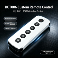 Télécommande intelligente en aluminium de qualité supérieure RCT006 |   IR//RF433 Tri-bande |   Profil fin de 9,5 mm |   Pour ventilateurs, fours et haut-parleurs