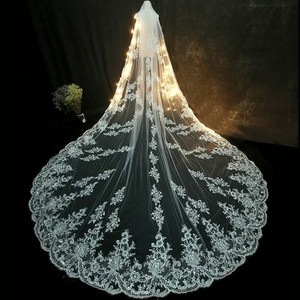 S1209A Nouveaux voiles de mariée de 3m pour femmes, très demandés, de haute qualité, blanc cassé, en dentelle et paillettes - Product Image 3