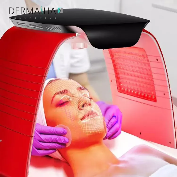 2022 profissional quente led facial 7 cores pdt luz led profissional, vaporizador facial dobrável anti envelhecimento terapia de luz led