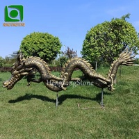 Grande Statue décorative extérieure en fibre de verre de Style chinois, Statue de Dragon d'eau pulvérisée, Statue de fontaine d'animal en résine