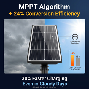 MPPT 시스템 태양광 가로등, 24% 변환 효율 태양 전지판 일체형, 마을 도로 및 농촌 프로젝트용 야외 조명 - Product Image 2