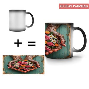 Mug en céramique réutilisable 11oz Noir givré Sensible à la chaleur Tasse à thé et à café - Product Image 4