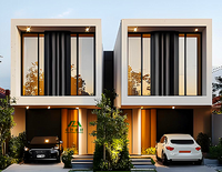 Maison duplex modulaire en acier moderne, étanche, alimentée à l'énergie solaire, préfabriquée pour villa, appartement, hôtel
