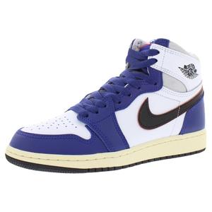 Zapatillas de baloncesto Nike Air Jordan 1 Retro High de cuero original GS en blanco, negro y gris neutro - Product Image 1