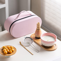 Ensemble de bols à matcha motif fleur de cerisier, design moderne et minimaliste, 100 pièces, fouet en bambou Chasen, glaçure au four, pour le thé, pour l'exportation