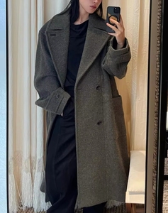 <span class=keywords><strong>Poncho</strong></span> long <span class=keywords><strong>en</strong></span> laine d'<span class=keywords><strong>alpaga</strong></span> marron style LEM vintage pour femmes, design asymétrique, col mandarin, épaisseur standard - Product Image 6