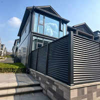 Clôture en aluminium sur mesure, panneau de clôture à lamelles horizontales noires, clôture de jardin décorative extérieure pour villa