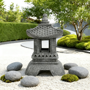 Lanterne en résine effet pierre - Design pagode traditionnel, idéale <span class=keywords><strong>pour</strong></span> la décoration de <span class=keywords><strong>jardin</strong></span> <span class=keywords><strong>zen</strong></span> et l'ornement à thème oriental <span class=keywords><strong>pour</strong></span> patio - Product Image 2