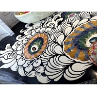 Projet de villa de luxe : Carrelage en marbre à motifs incrustés au jet d'eau, motifs muraux en marbre au jet d'eau, carrelage en marbre au jet d'eau